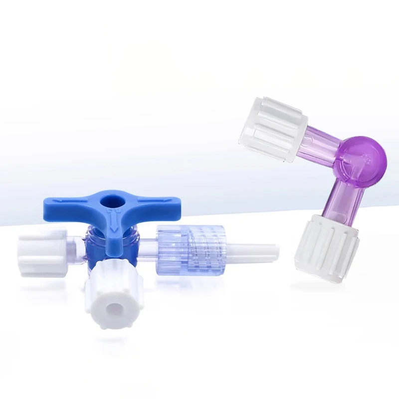 

2 Valve 48pcs Two-way Suction Tube Syringe Flush Adapter Plug Valve Clinical Hospital Luer Lock Adapter 2-Way Stopcock Flexiable