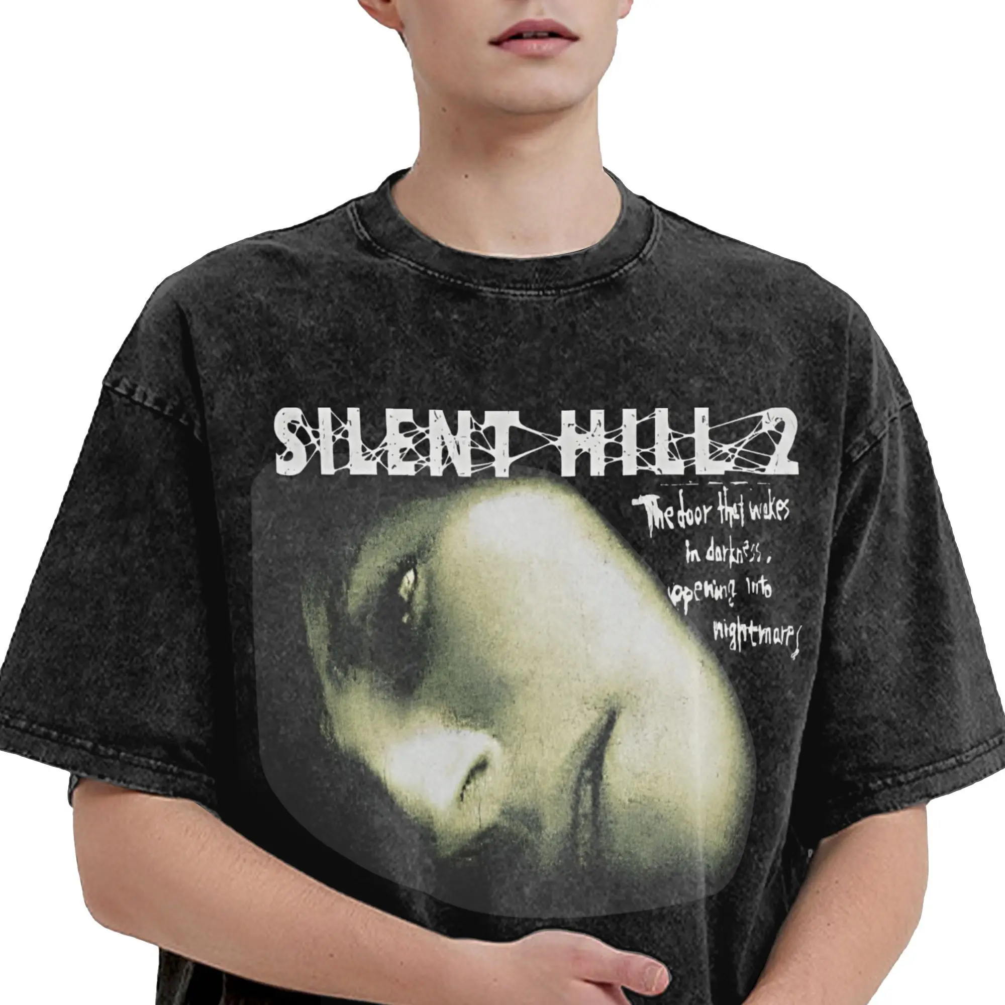Casal camiseta silent hill 2 jogo lavado t camisas novidade praia t vintage impresso roupas casuais presente de aniversário