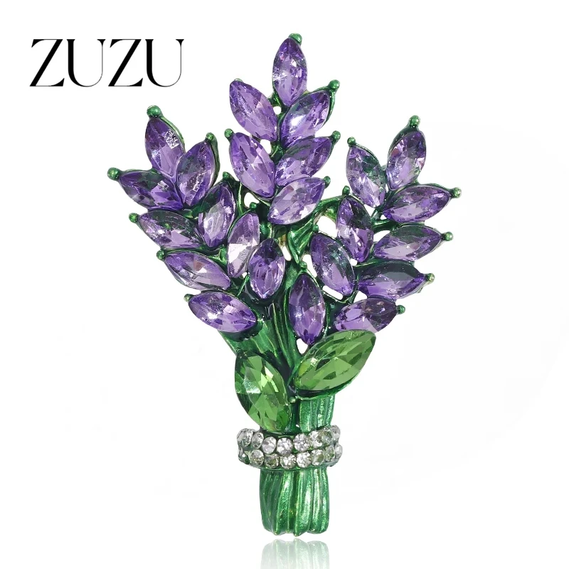 Exquisite Purple Lavender Brooch Women's Elegant Rhinestone Bouquet Brooches Luxury Jewelry Lavender Botany Vindicate Gifts