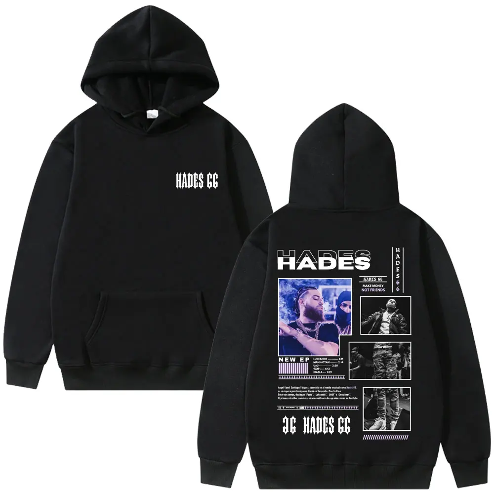 

Rapper Hades 66 Make Money Not Friends Double Sided Print Hoodie Men Women Hip Hop Oversized Sweatshirt Long Sleeve Tracksuit