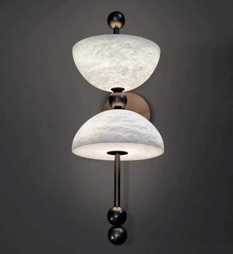 Natural Marble LED Wall Light Black Gold Copper