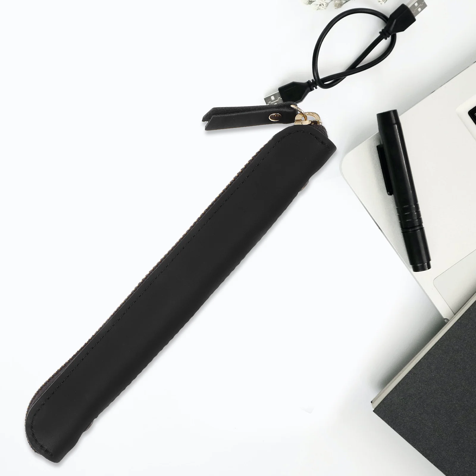

Handmade Black Pen Pouch Zipper Pen Holder Pencil Bag for Fountain Ballpoint Pens