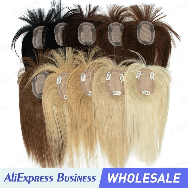 

Hair Toppers For Women Real Human Hair 360° 3D Cover Human Hair Topper with Bangs Wispy Bangs Extensions Clip in Bangs