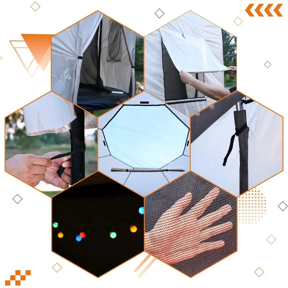خيمة ترامبولين 14 قدم للأطفال (خيمة فقط)، تناسب 6 أقطاب مستقيمة ترامبولين مستديرة، غطاء ظل ترامبولين مع ضوء LED #5