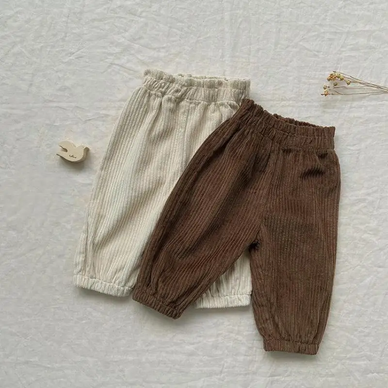 2026 Spring New Baby Corduroy Trousers Solid Infant Girls Loose Harem Pants Toddler Boys Casual Pants Children Clothes