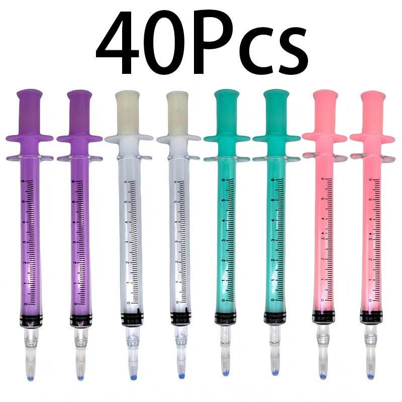 40 шт., игольная трубка, гелевая ручка, школьные канцелярские принадлежности, шариковая ручка в форме шприца, забавная ручка для письма на день дурака, оптовая продажа
