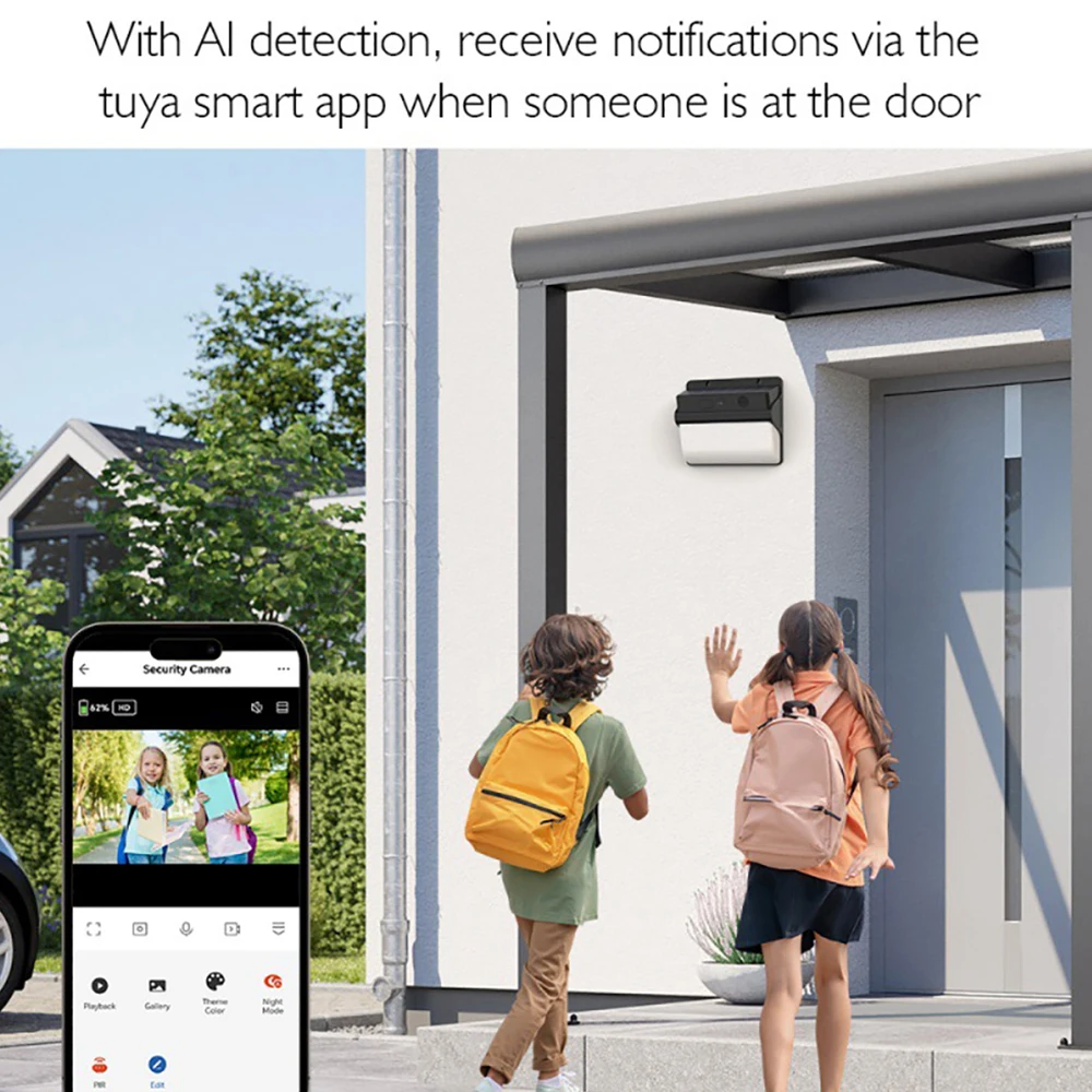 2K 6MP كاميرا الأمن الشمسية 10400mAh بطارية PIR كشف الحركة اللون للرؤية الليلية 2-Way الصوت السيارات الأضواء IP65 مقاوم للماء