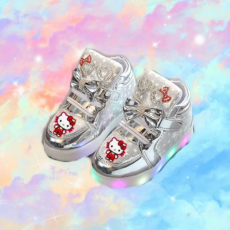 

baby LED Melody first walkers boys girls sneakers Sanrio 2026 spring fall new Hello Kitty girls flashing lights casual shoes