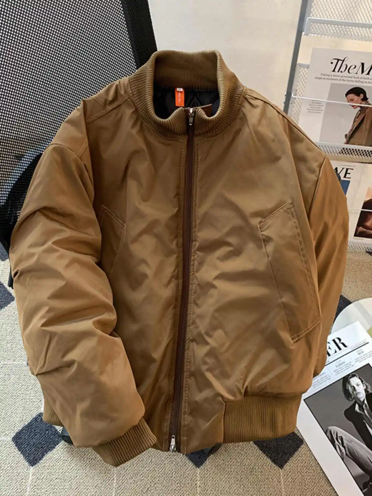 

Women Khaki Bomber Jacket Coat Harajuku Warm Thicke Long Sleeve Cropped Autumn Jacket 2000s Emo Vintage Outerwear Clothes 2025