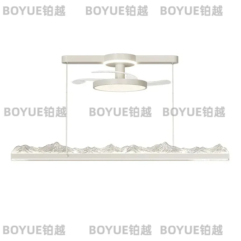 Italian Minimalist Iceberg Ceiling Fan Light Creative Art LED Strip Lamp for Dining Table Bar Restaurant Modern Decor