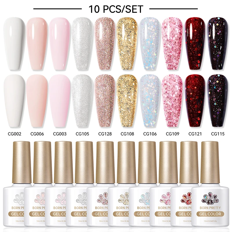 ولد جميلة 6/10 قطعة الأخضر الأزرق هلام مسمار مجموعة طلاء أظافر الخريف القهوة البني الأرجواني الأحمر تصميم شبه دائم نقع قبالة الأشعة فوق البنفسجية LED مسمار كيت