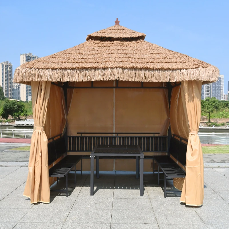 

Outdoor pavilion courtyard straw awning imitation thatched house agritainment farm scenic outdoor stall pavilion garden