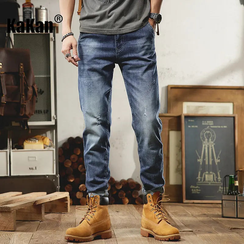 

Kakan - European and American Spring/Summer New Vintage Harlan Jeans Men's Wear, Loose Elastic Pants Long Jeans K020-675