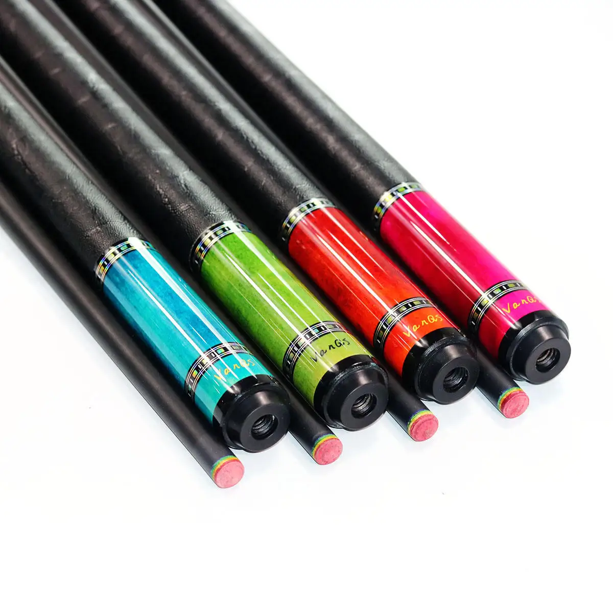 

VanQs Multi Colors Style Good Quality 1/2-pc Billiard Pool Cue Carbon Shaft with Real Leather Hand Grip,12.5mm Tip for Sale