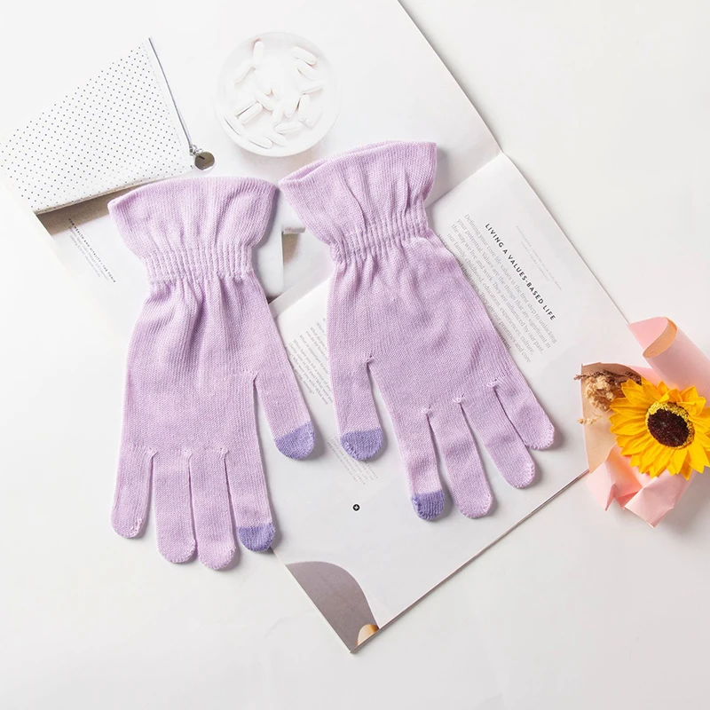 1Pair Natural Mulberry Silk Glove Women Summer Skin Care Sunscreen Breathable Sleep Moisturizing Touch Screen Driving Mittens