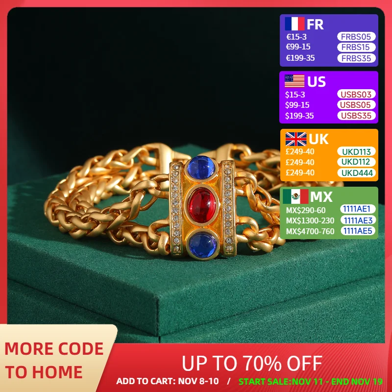 

Vintage Accessories Luxury Gold Color Chain Bracelets Woman Charms For Bangles Natural Galss Indian Valentine’S Day Designer