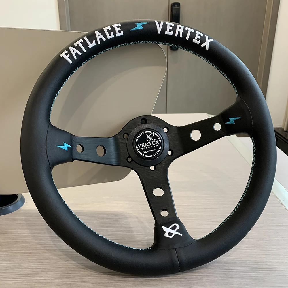 JDM Redesign FATLACE VERTEX Wheel Racing Embroidery Leather Steering Wheel