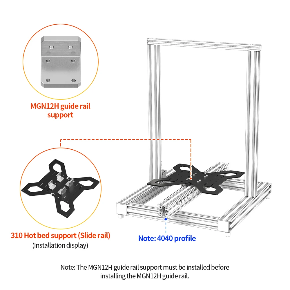 3D Printer Upgrade Y Axis Hot Bed Support Plate 3D Parts for 310mm Aluminum Heatbed Hotbed Platform compatibility Linear Rail