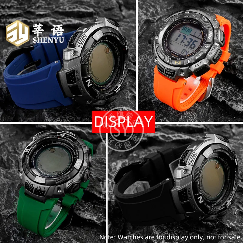 Shenyu-Pulseira de relógio entalhado para série CASIO PROTREK PRG-240/T PRG-130Y, pulseira de silicone impermeável e impermeável