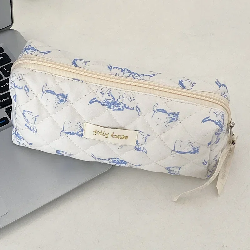 Imagem -05 - Peça Retro Chique Lápis Case para Crianças Bonito Floral Morango Gato Lápis Bolsa Durável Veludo Estudante Papelaria Bolsa de Armazenamento 1