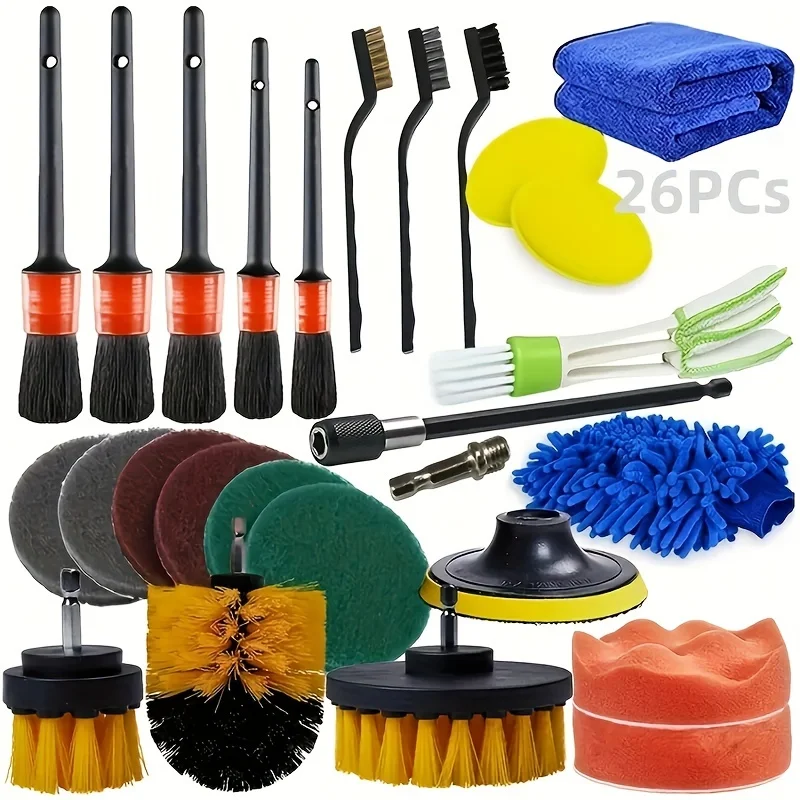 

Car interior cleaning brush set, car interior cleaning tool kit, car drilling brush / wheel hub brush / ventilation port brush