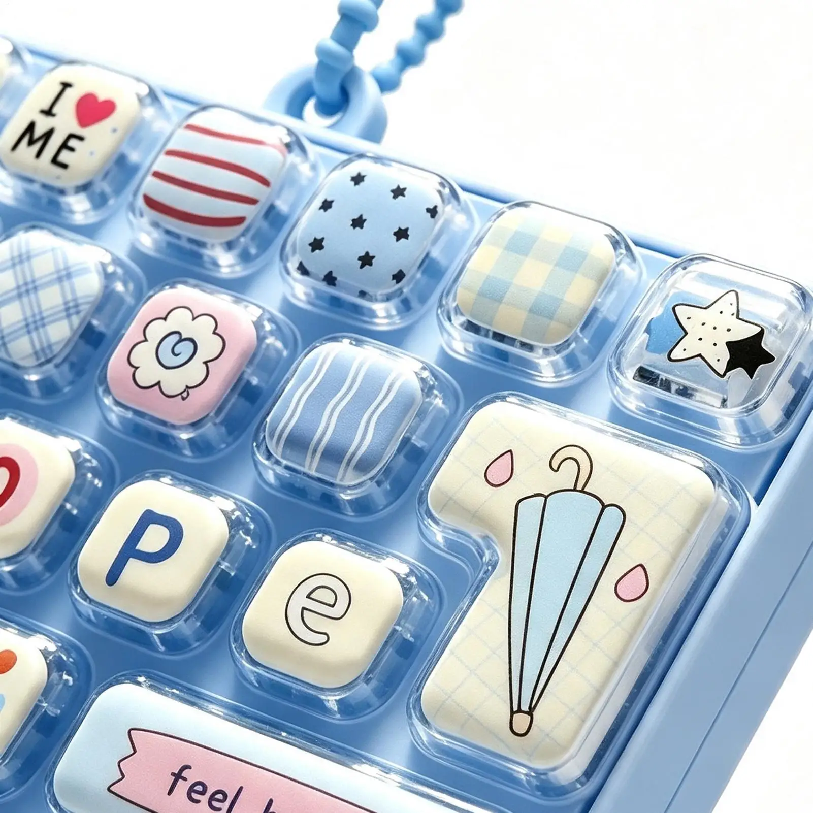 Fidget Keyboard Clicker Cute Anti-Stress Toys Handbag Ornament Stress Relief Keychain For Kids Teens Adults Students Travelers