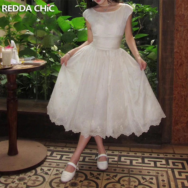 ReddaChic Elegant Boat Neck Tank Dress for Women Wedding Guest Cinched Long White Dress Cottagecore Graduation Summer Clothes