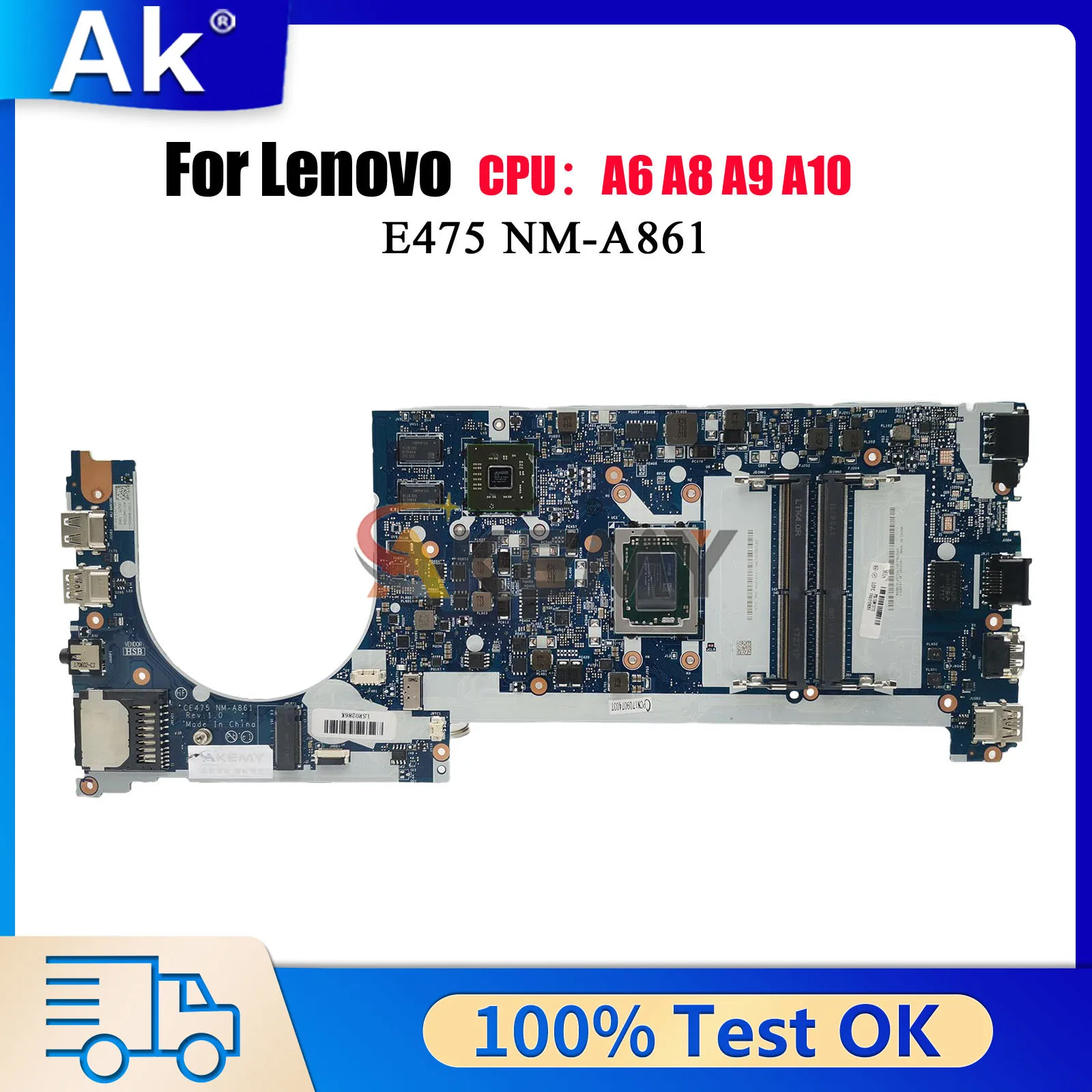 NM-A861 لينوفو ثينك باد E475 مع A6 A10 CPU DDR3 اللوحة الأم للكمبيوتر المحمول 100% تم اختبارها بشكل جيد #1