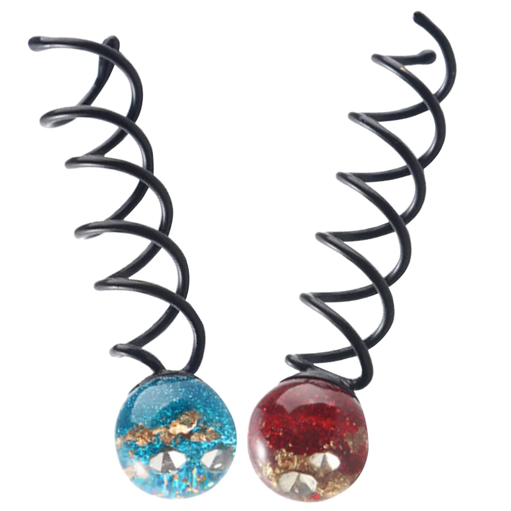 2 Pcs Korean Style Ball Head Lazy Spiral Clamp Hair Iron Bun Clip Accessories Claw Clips Pins Metal Maker