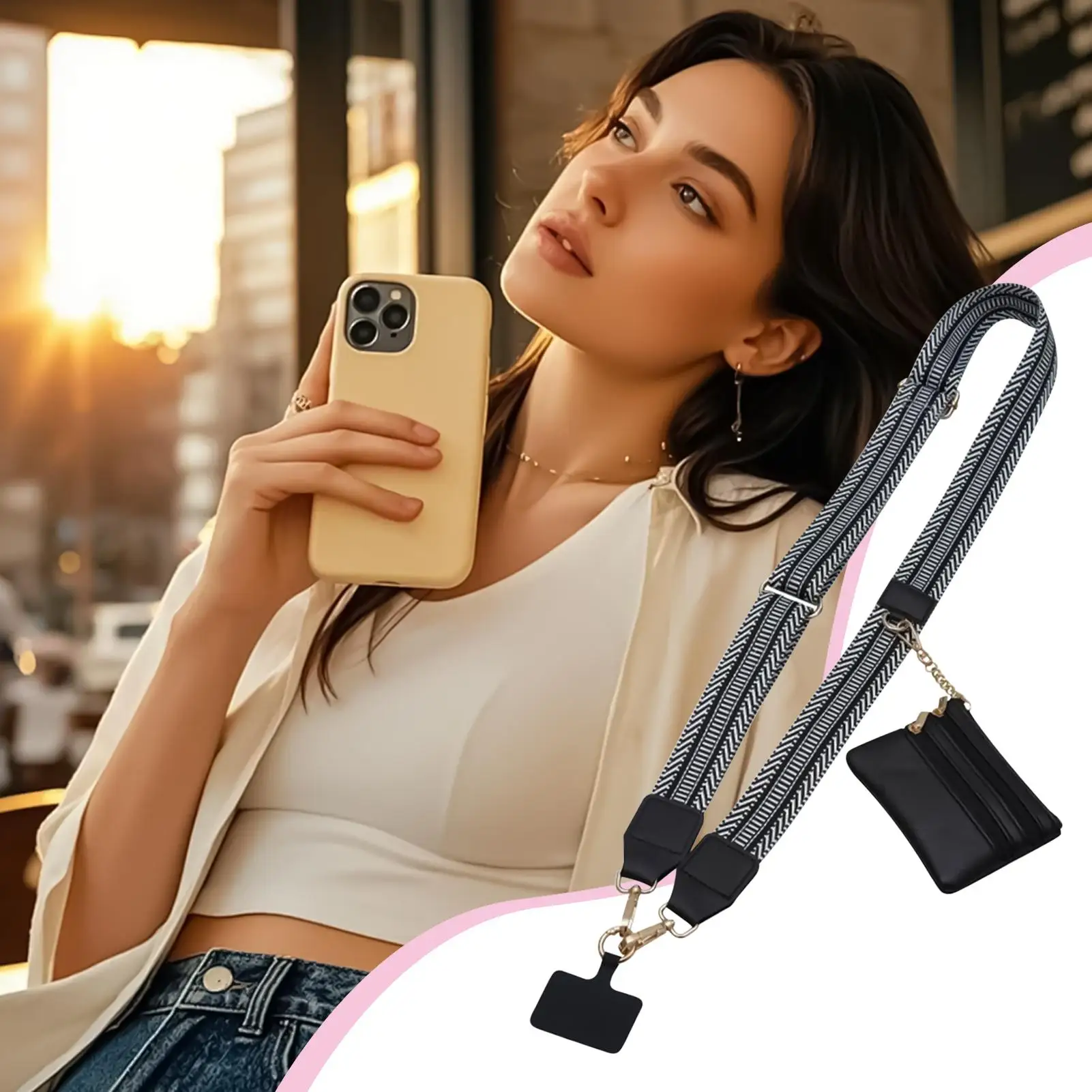 

Ремешок для телефона с кошельком 27,5 дюймов, противоугонный шейный ремешок для телефона для девочек, учителей, путешественников, школьных мероприятий, покупок