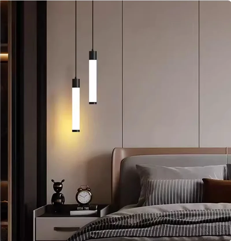 Sunlight Tube Restaurant Bedroom Bedside Long Line pendant Lamp Modern Minimalist Fish Line Lamp White Acrylic Pendant Lamp