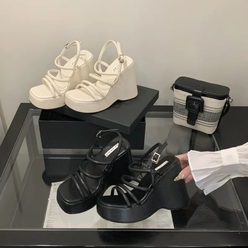 

Womens Strappy Platform Sandals Fashion Open-toed High-heeled Sandals for Women Designer Square Toe Wedge Sandal Sandalias Mujer