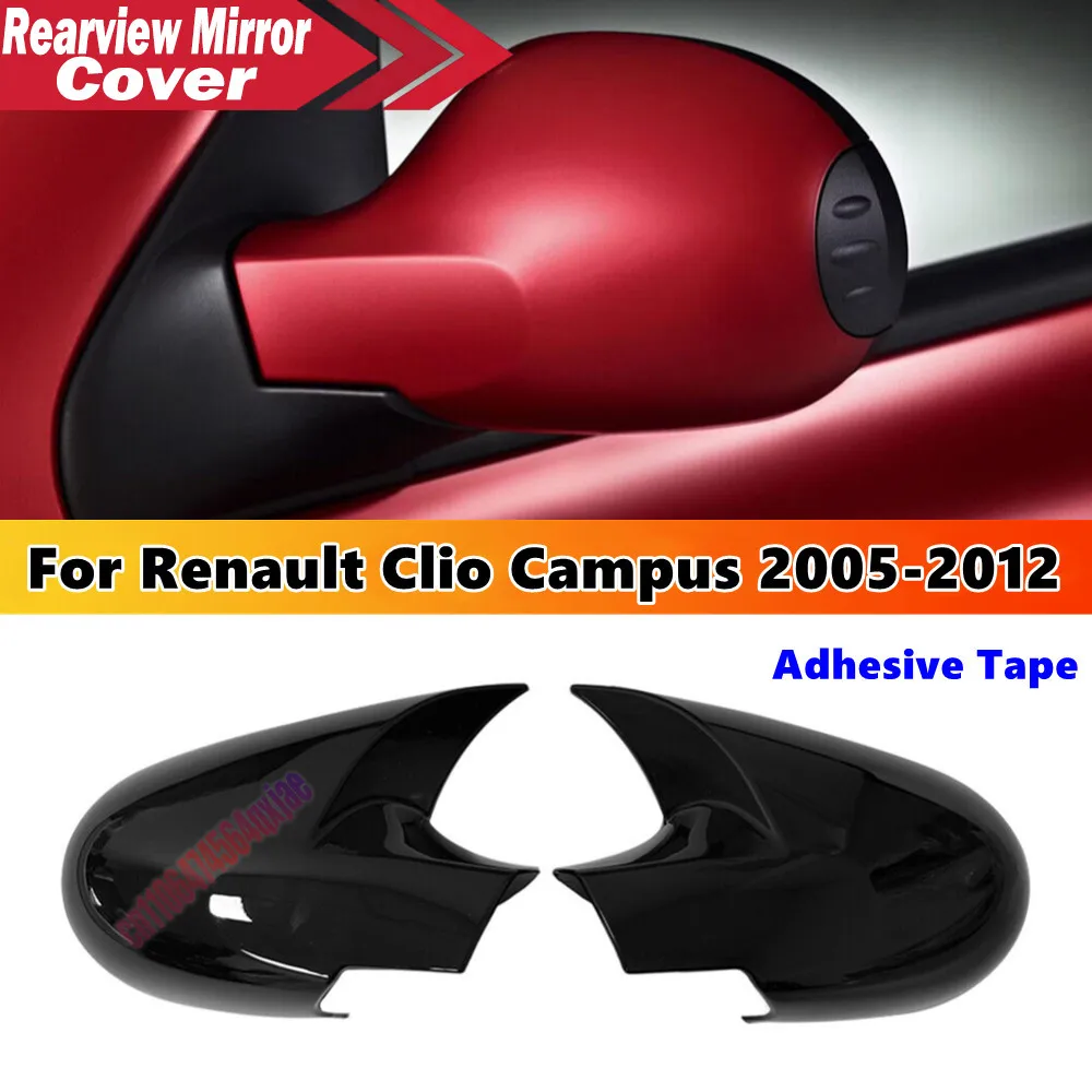 For Renault Clio Campus 2005-2012 Car Accessories Rearview Side Mirror Cover Wing Cap Exterior Door Trim ABS Adhesive Sticker