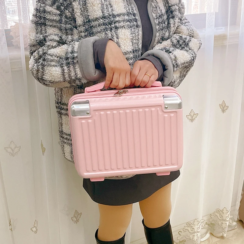 耐久性がありおしゃれな4インチハンドヘルド荷物用メイクアップケース、トラベルバッグ、女性用キャリーオンボックス、ギフトボックス、頑丈なabs素材