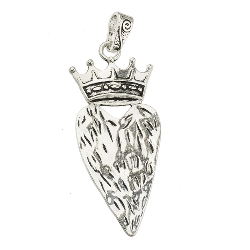 4pcs Large Pendants Charms For Men Women Punk DIY Necklaces Rope Heart Crown Antique Metal Jewely Components Suspension Supplier