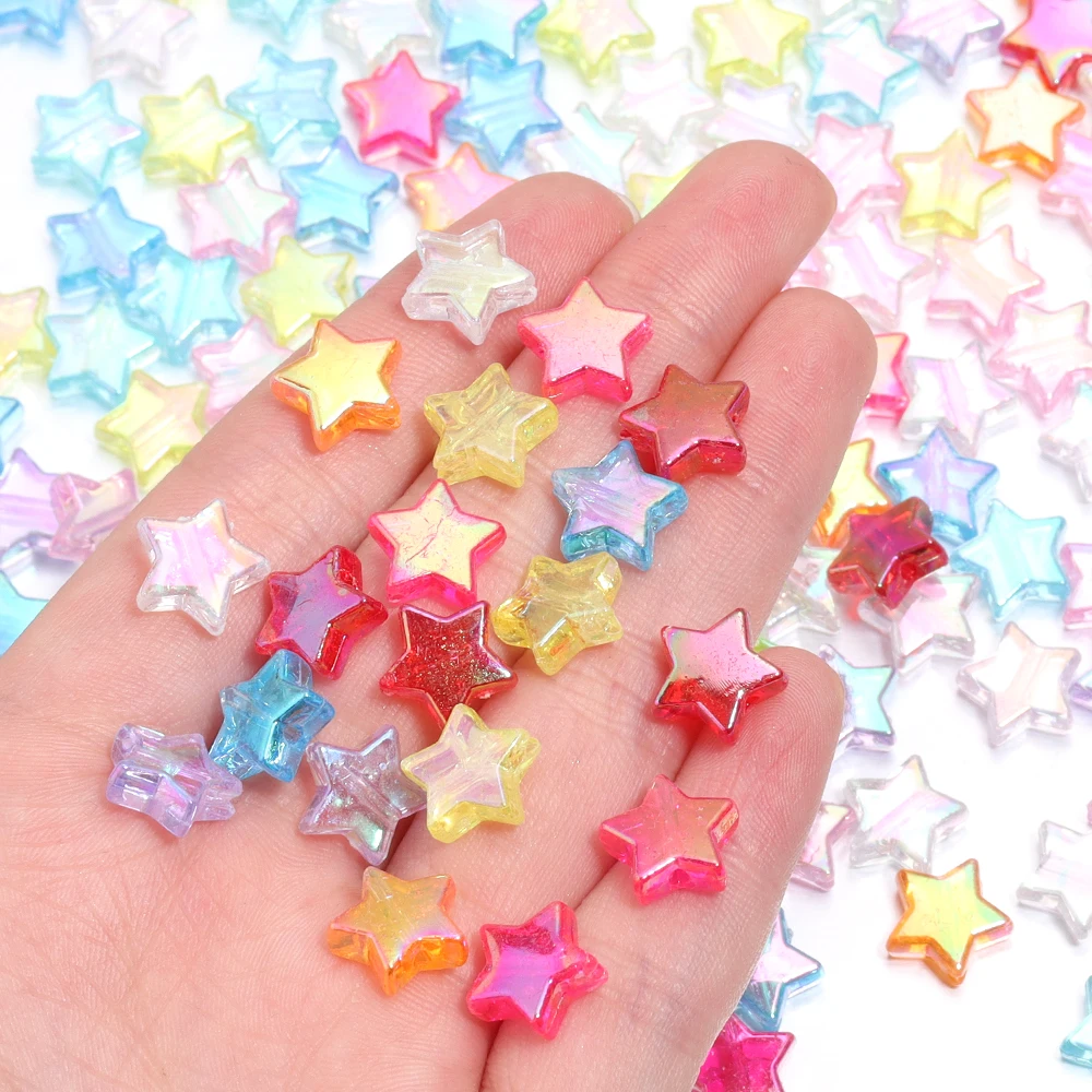 100pcs/lot Transparent AB Color Acrylic Star Beads 11mm Five-pointed Star Beads Loose Spacer Bead For DIY Jewelry Making