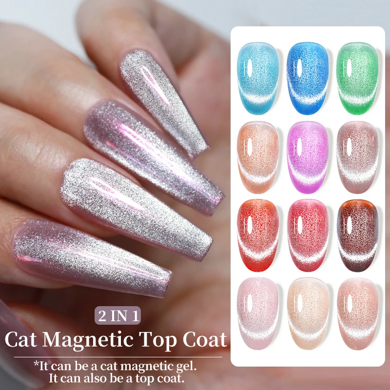 LILYCUTE 7ml kot magnetyczny warstwa wierzchnia Sliver iskający kot efekt magnetyczny usuwanie żelu UV lakier do paznokci warstwa wierzchnia Manicure