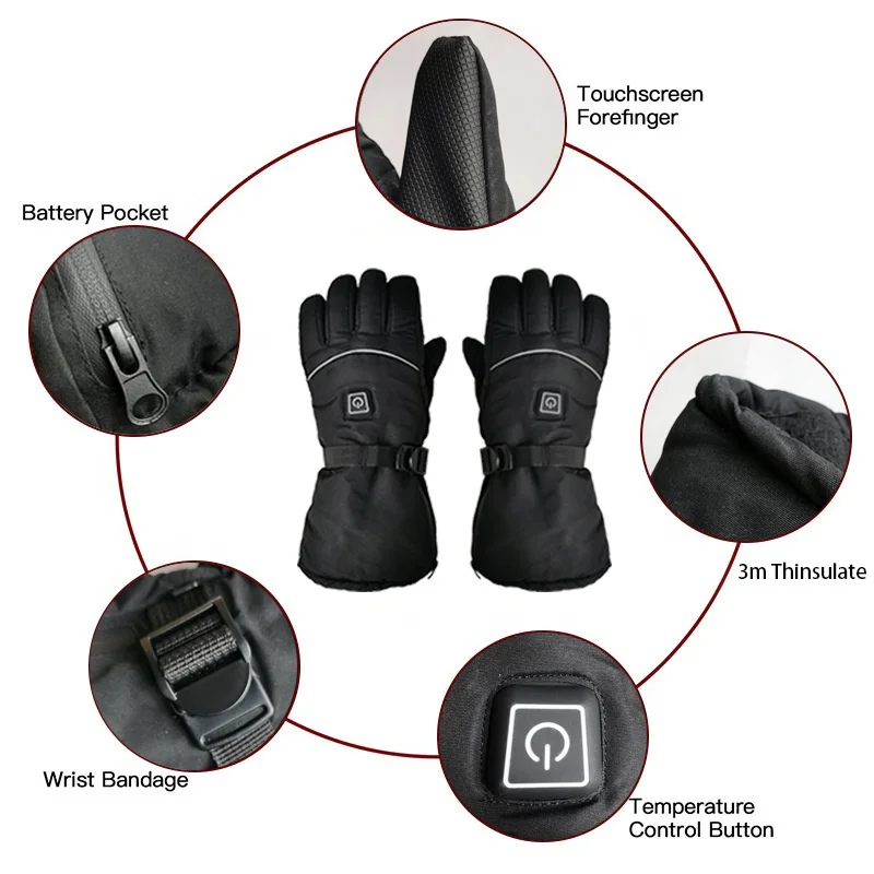 

Men's Winter Cycling Safety Gloves with Heated & Touchscreen Charging Features