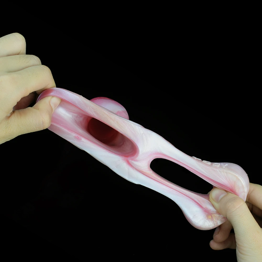 FAAK Silicone Penis Wearable Sleeve Dog Knot Hollow Dildo Colorful Fantasy Sheath Strecthable Cock Enlargement Sex Toys For Men