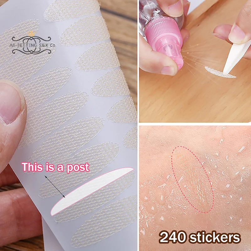 10 ورقة غير مرئية لرفع العين عصا مزدوجة الجفن رفع الشريط ملصق الجفن بقع رذاذ الماء لاصق فوري الجمال أداة