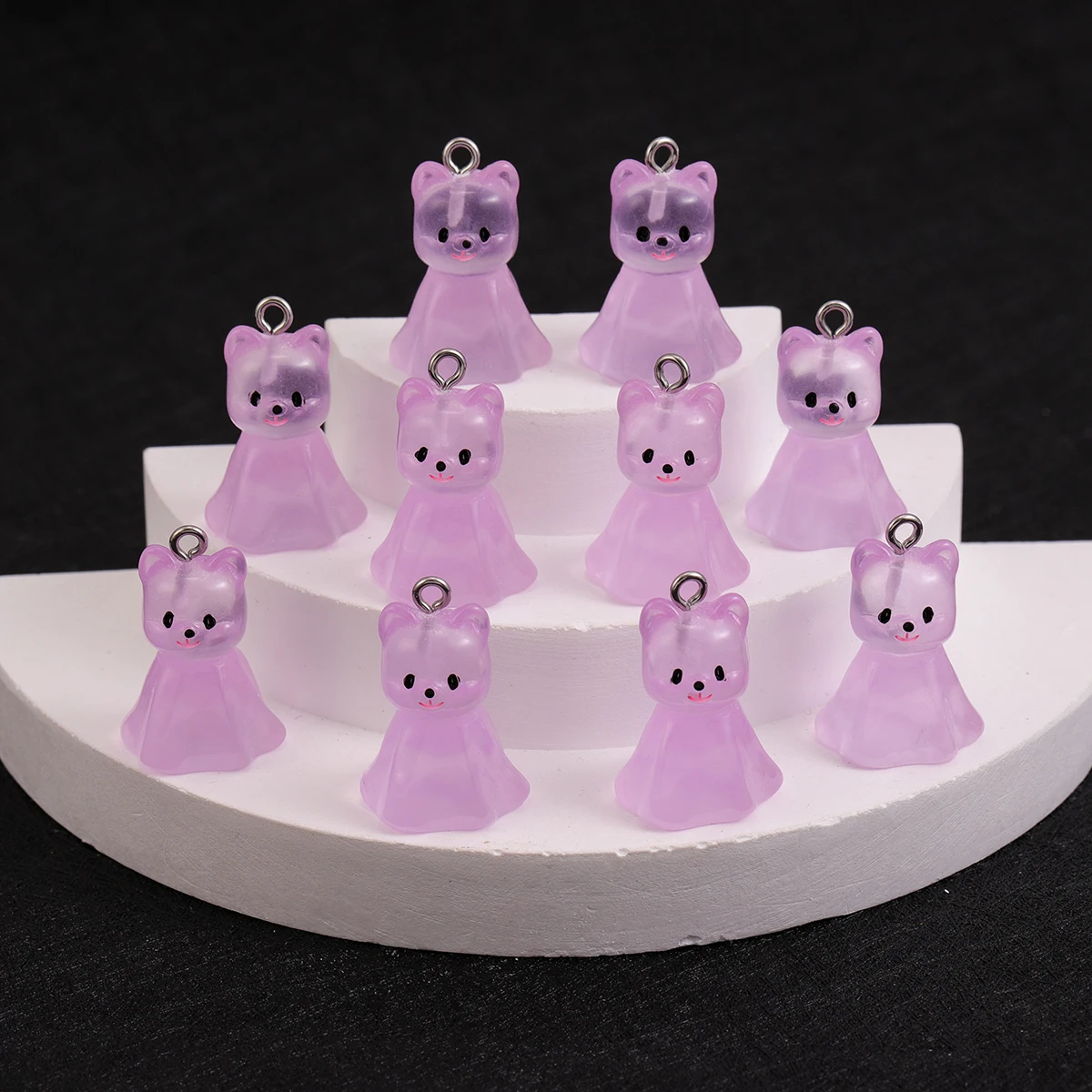 10pcs Cute Dog Face Resin Charms Luminous Animal Pendants for DIY Jewelry Making Handmade Keychain Earring Necklace Accessories