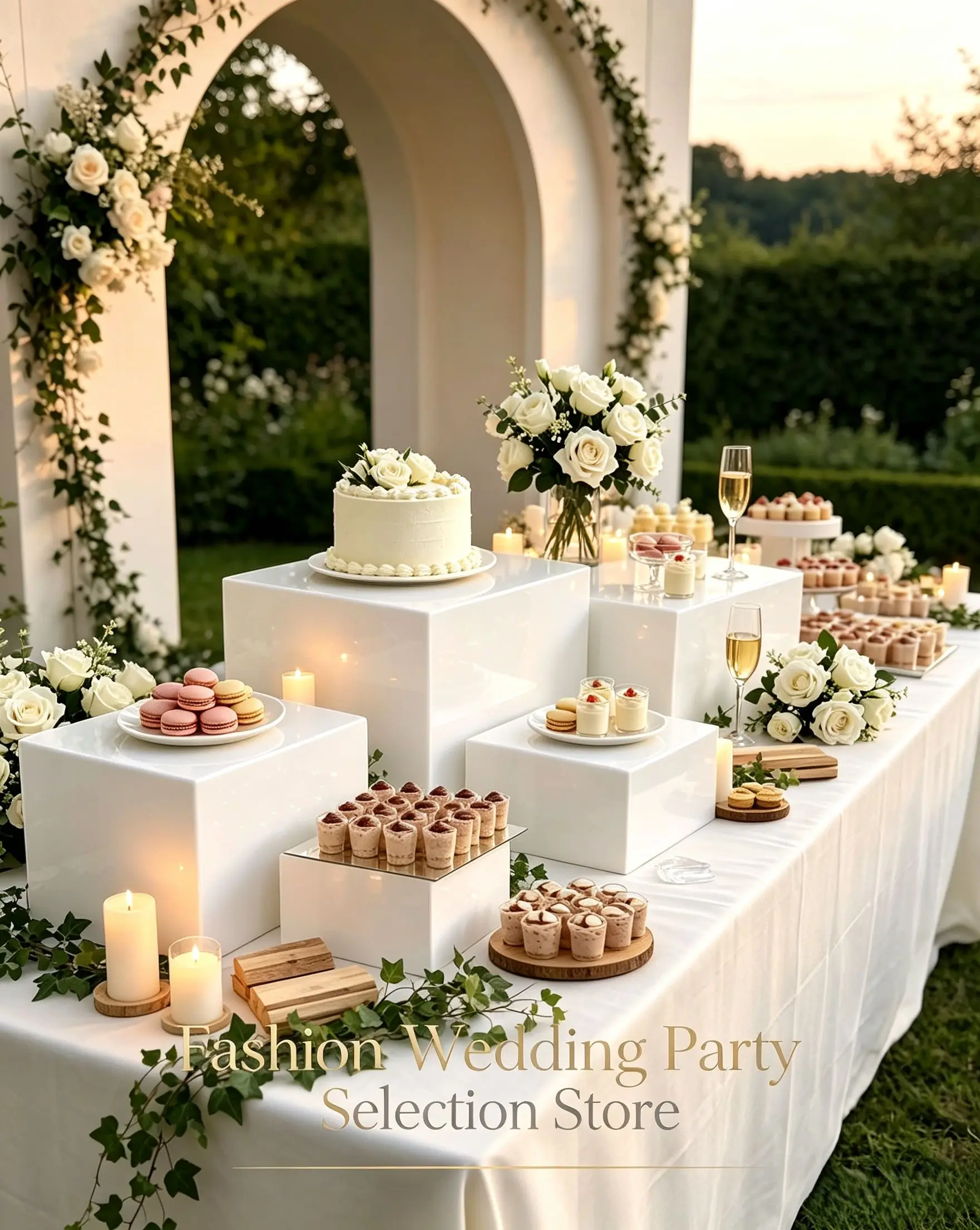Big Size 8Pcs Acrylic Cube Display Holder Square Buffet Riser Dessert Cake Cookie Stand Wedding Catering Gift Showcase Decor