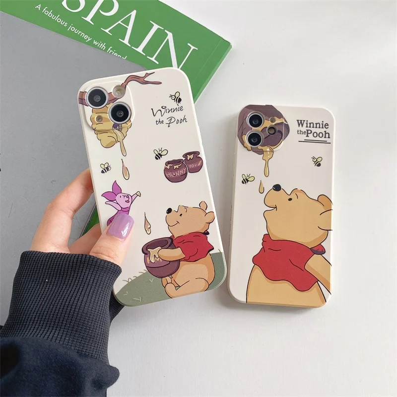 Disney Winnie the Pooh Honey Bear Phone Case For Apple iPhone 15 14 13 12 Mini 11 Pro XS MAX XR X 8 7 Plus Candy Cover Fundas