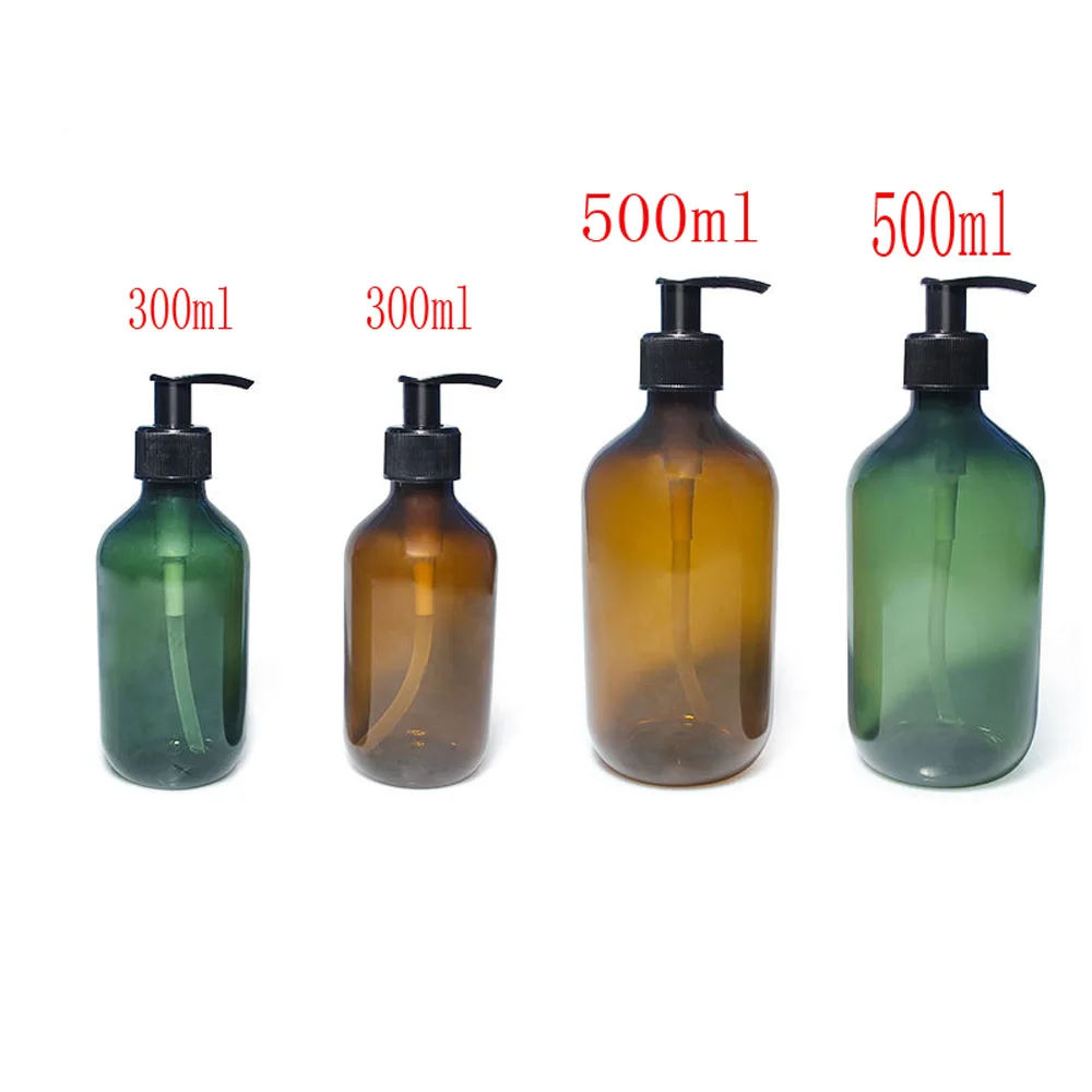 500 ml groene kleur hervulbare knijp PET-plastic draagbare lotionfles met zwarte pompsproeier