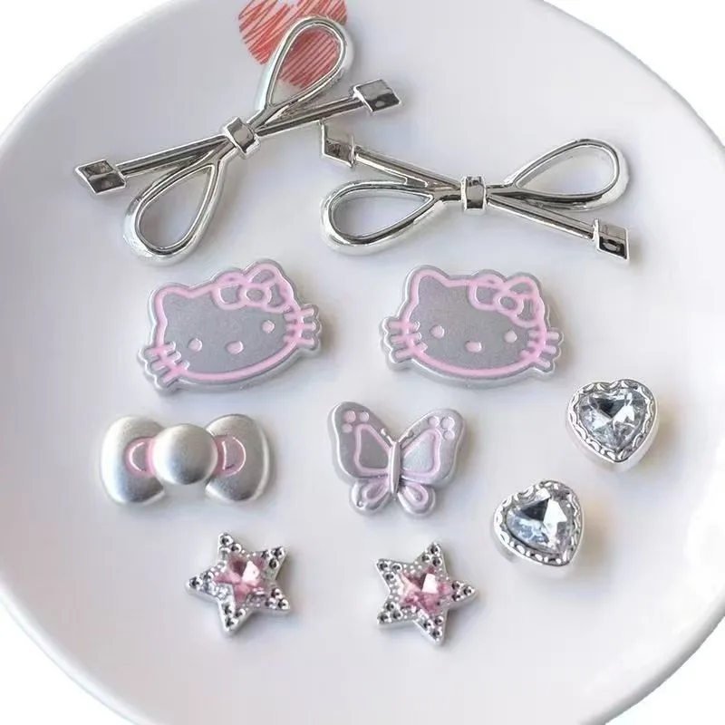 

10Pcs/Set Sanrio Hello Kitty Shoe Charms High-fashion Edge Anime Action Figures Shoes Accessory Cartoon DIY Gifts for Women Girl