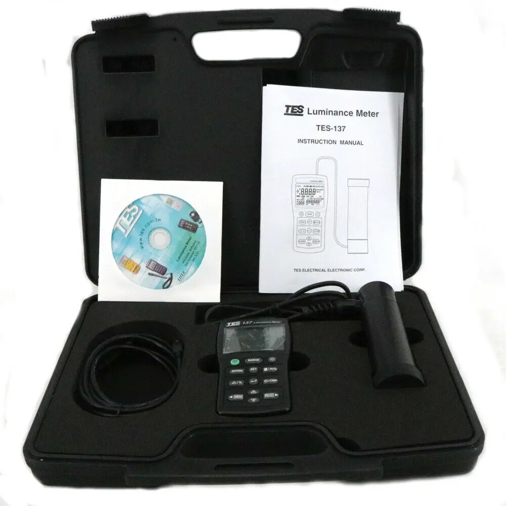 TES-137 Luminance Meter Dual Display 4-digit LCD Lux Meter TES137 Light Meter Lightness Tester Screen Brightness