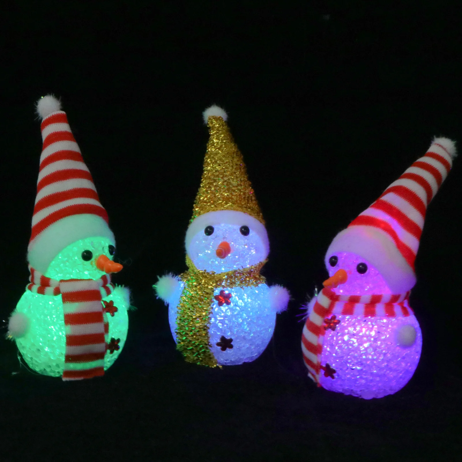 

3Pcs LED Snowman Night Light Colorful Scarf Hat Christmas Decoration Glowing Xmas Party Night Lamp Bright Light
