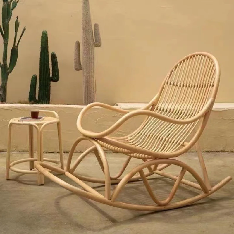

Rattan chair rocking chair balcony home leisure recliner full rattan lazy chair