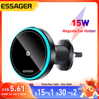 Essager 15W Magnetic Wireless Car Phone Holder Adjustable 360 degrees Car Charger For iPhone15 14 13 Pro Samsung Universal Phone