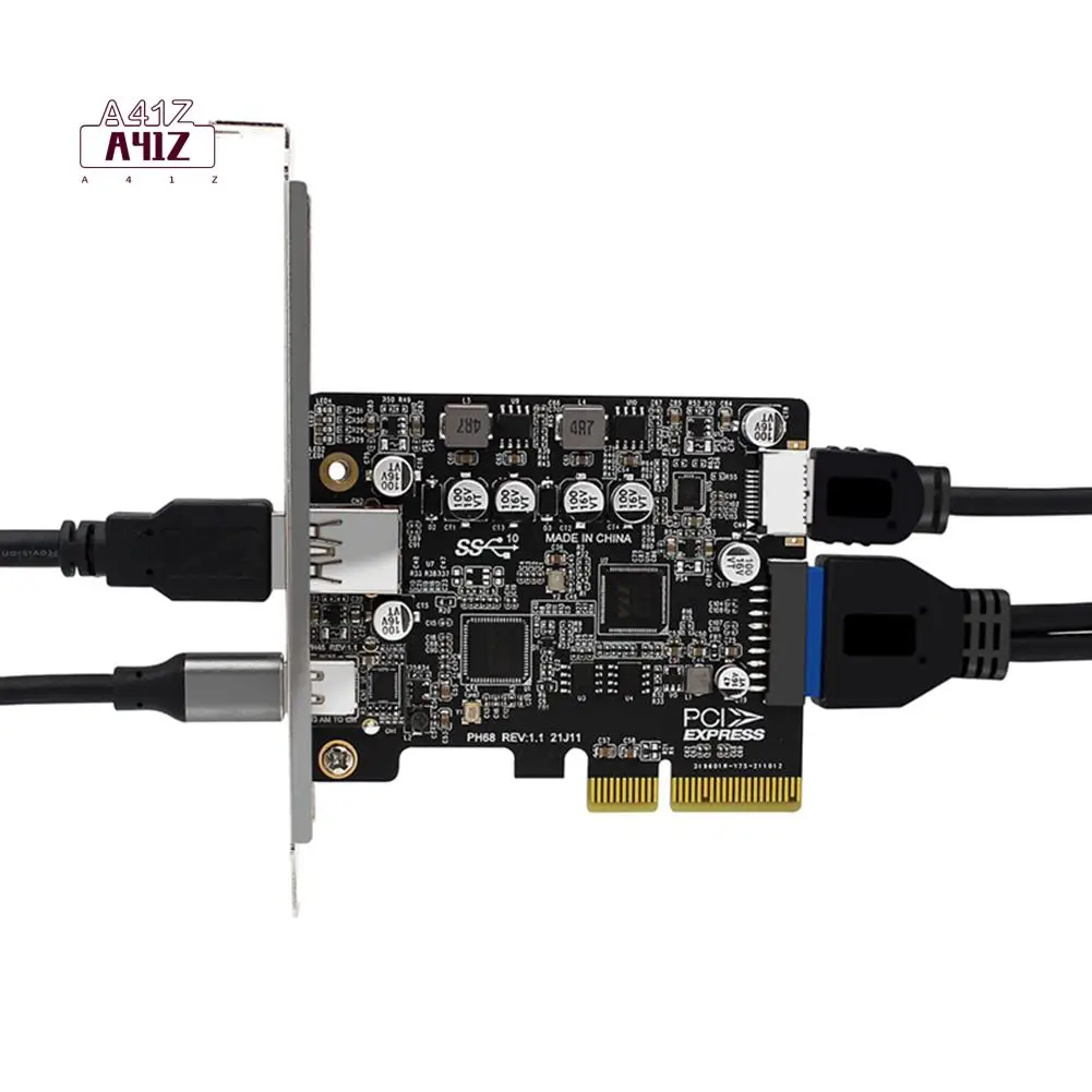 

A41Z-PCIE3.0 To USB3.2 A Port Type-C Front Type-E 19P/ 20P Full-Interface Expansion Card 10 Gbps High-Speed Adapter Card